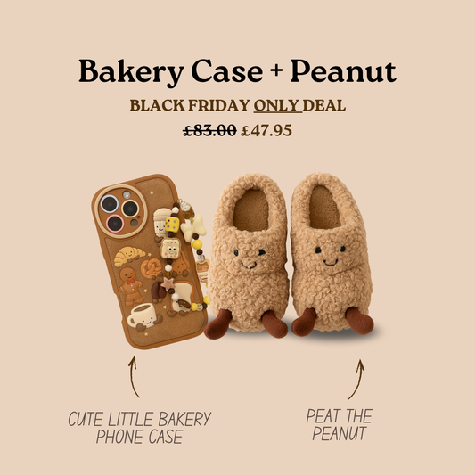 Cute Bakery iPhone Case + Peanut Slippers